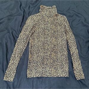 J. Crew Factory Leopard Print Turtleneck Top